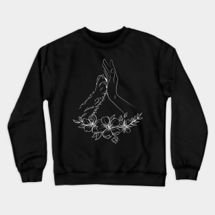 woman Hand And Dog Paw Floral Crewneck Sweatshirt